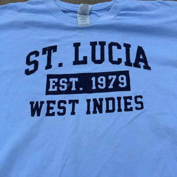 St. Lucia T-Shirt - Light Blue, Men's Large, Souvenir Tee - Picture 2 of 5